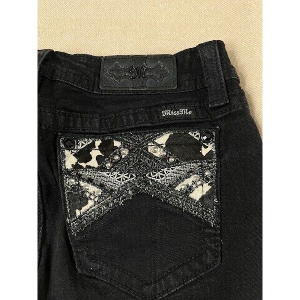 MISS ME Skinny Jeans 31 Black Embellished Bejewelled Stretch EUC